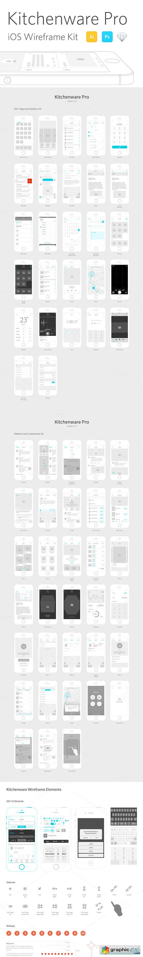 Kitchenware Pro - iOS Wireframe Kit