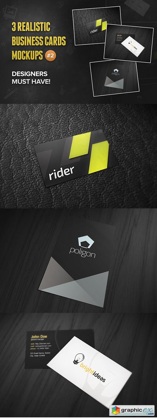  3 Realistic Business Card Mockups #2