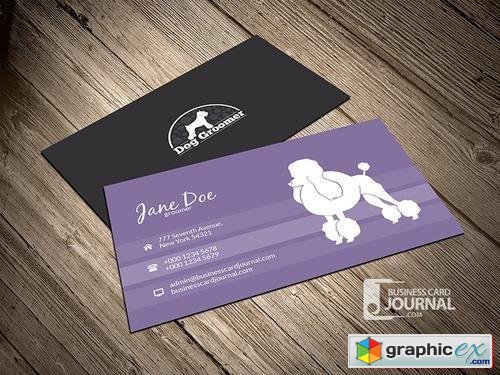 Clean & Minimal Dog Groomer Business Card Template