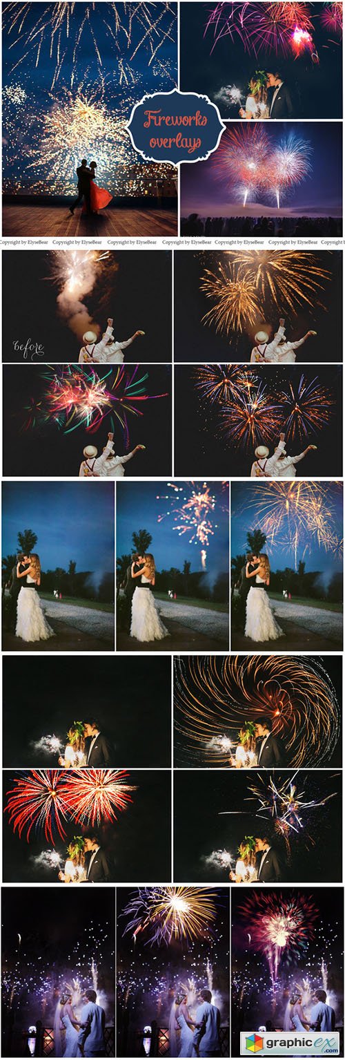 75 Fireworks Photo Overlays JPEG