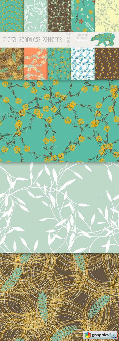  Floral seamless patterns