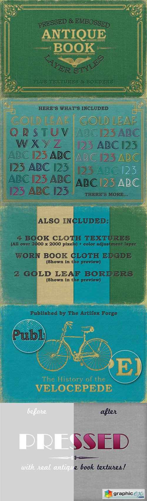 Pressed Antique Book Styles+ Backgrounds & Borders