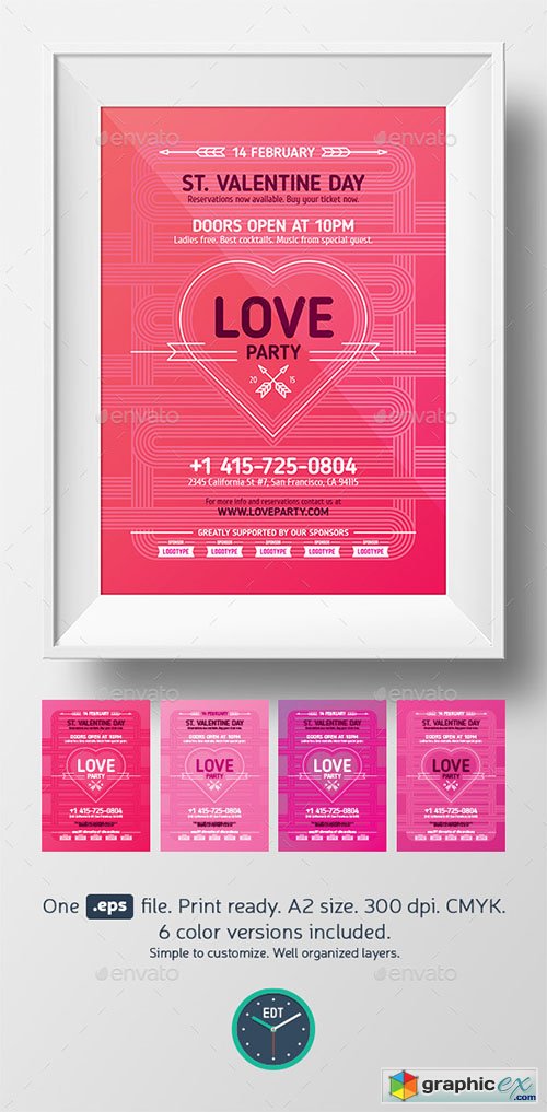 Valentines Day Love Party Poster Template