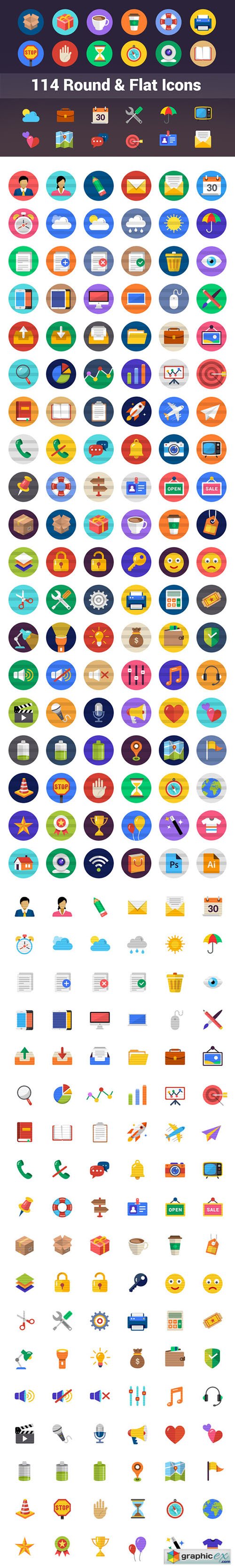 114 Round And Flat Icons