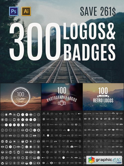 300 Logos & Badges