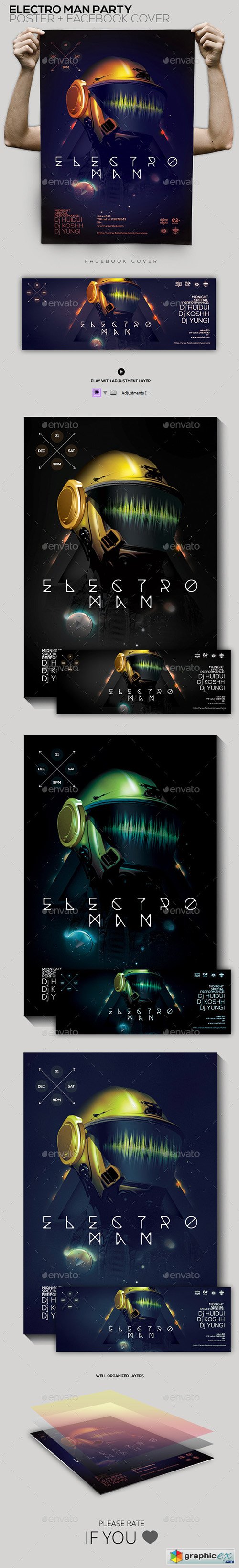 Electro Man Party Flyer/Poster/Facebook Cover