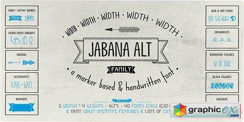 Jabana Alt Font Family - 20 Fonts $146