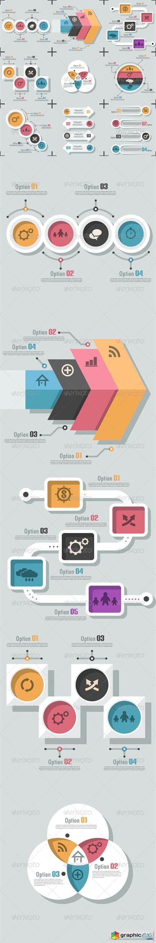 Set Of 9 Flat Infographic Options Templates