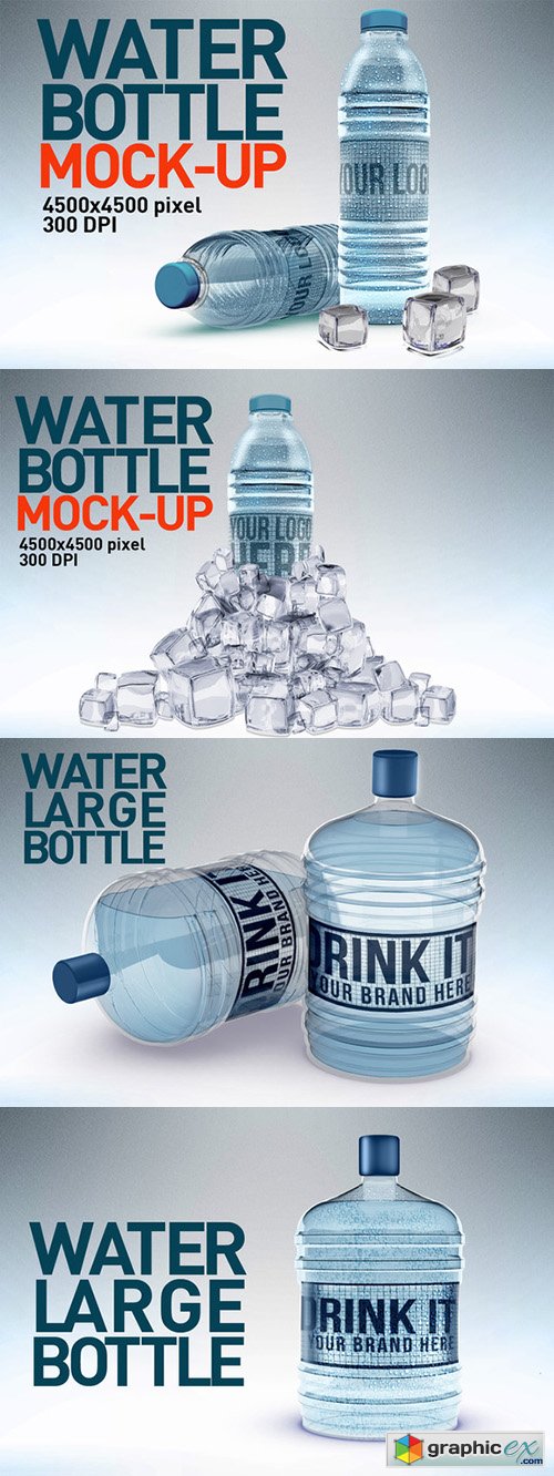  Water Bottles Mock up