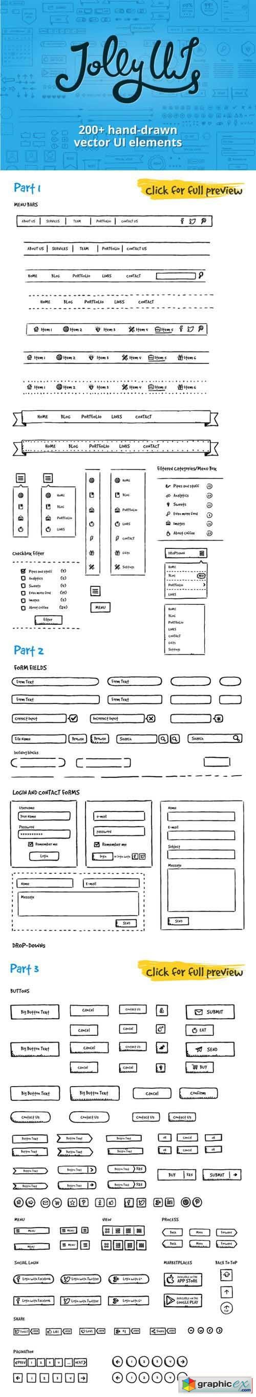 Jolly UI Kit: Hand-drawn UI elements