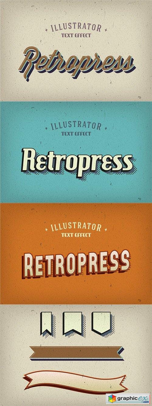 Retropress Illustrator Text Effects