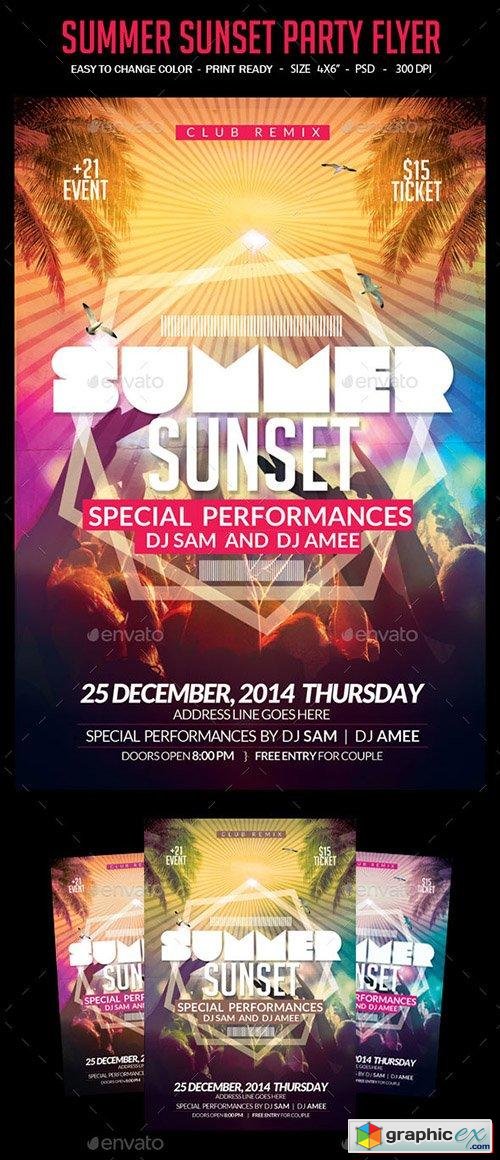 Summer Sunset Party Flyer 10783148 