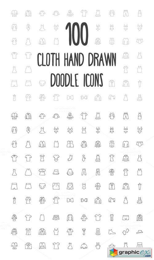  100 Cloth Hand Drawn Doodle Icons