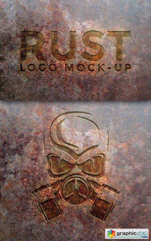  Rust Metal Logo PSD Mock-Up Template 