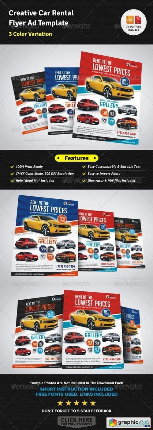 Creative Car Rental Flyer Ad Template