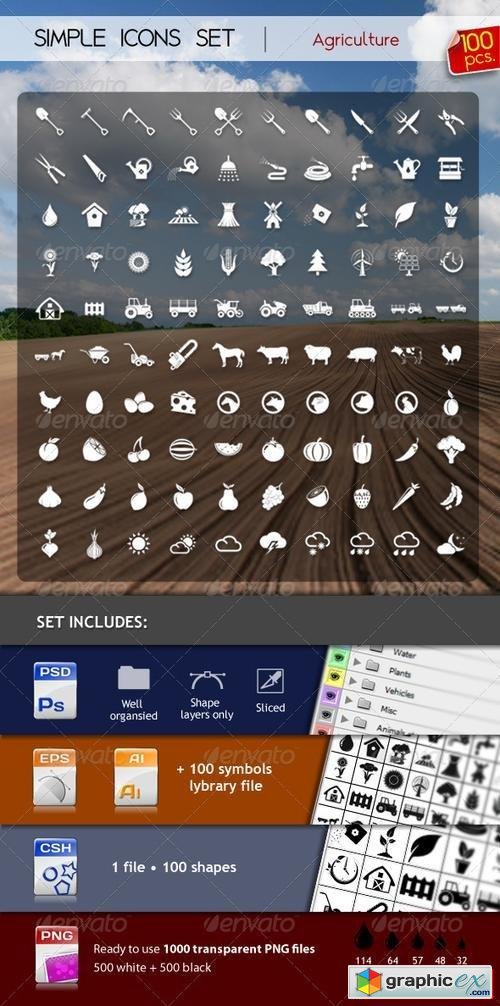 100 Simple Icons - AGRICULTURE 