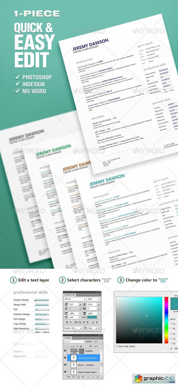 Quick Resume Designed in Clean Style