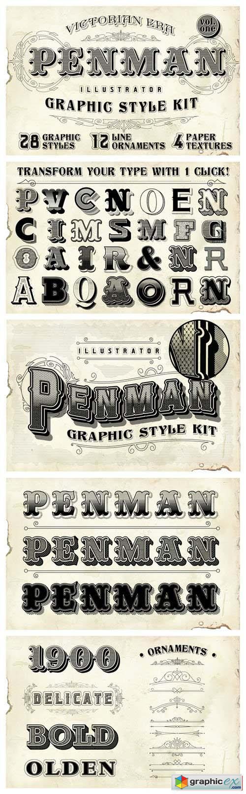 Penman Vintage Graphic Style Kit