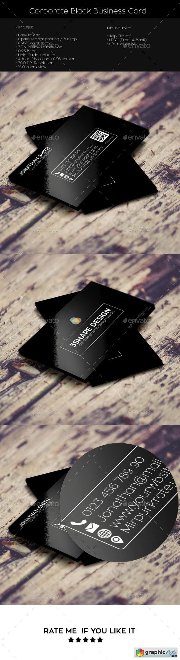 Corporate Black Simple Creative Business Card