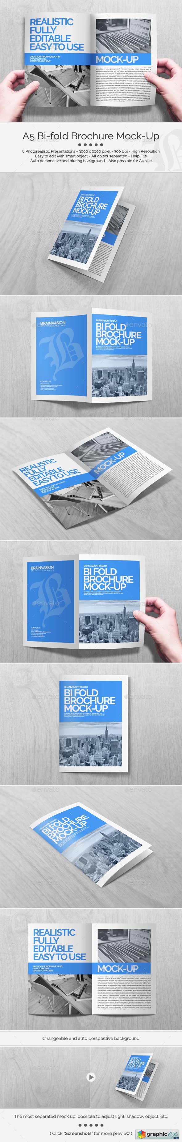 A5 Bi-fold Brochure Mock-Up Set