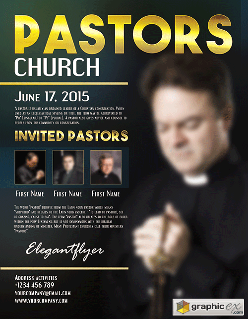 Pastors church Flyer PSD Template + FB Cover
