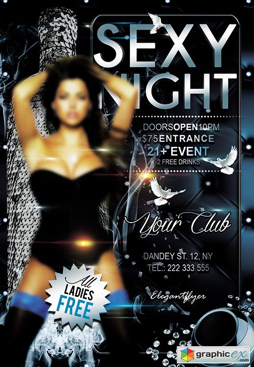 Sexy Night PSD Flyer Templates + FB Cover
