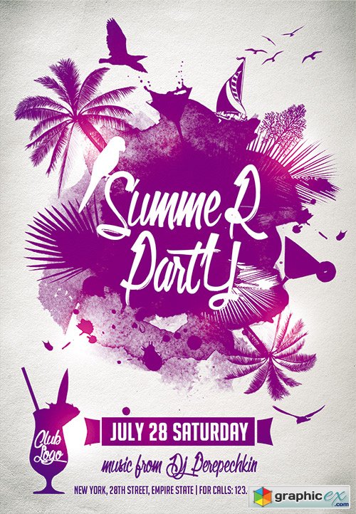 Summer Party 2 PSD Flyer Templates + FB Cover