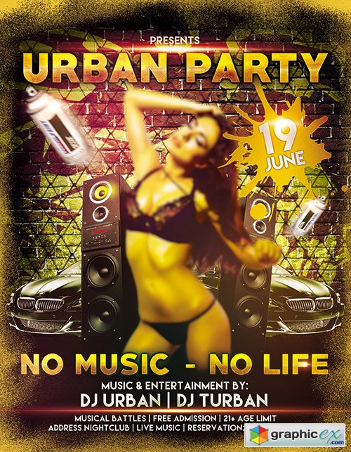 Urban Party Flyer PSD Template + FB Cover