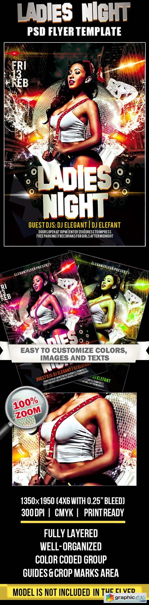 Ladies Night  Club and Party Flyer PSD Template