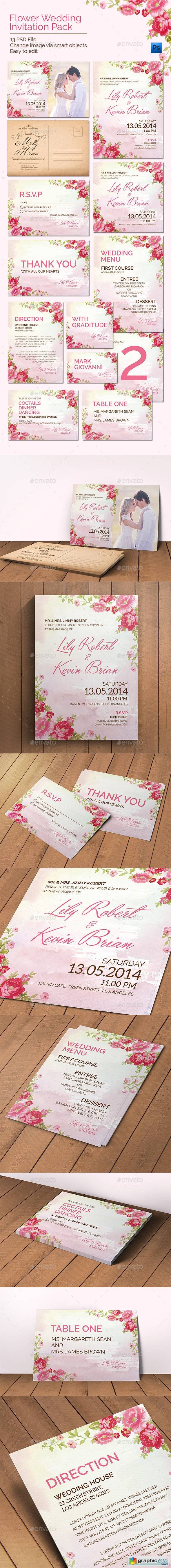 Flower Wedding Invitation Pack