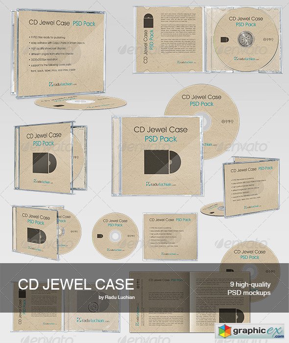 9 CD Jewel Case Mock-ups