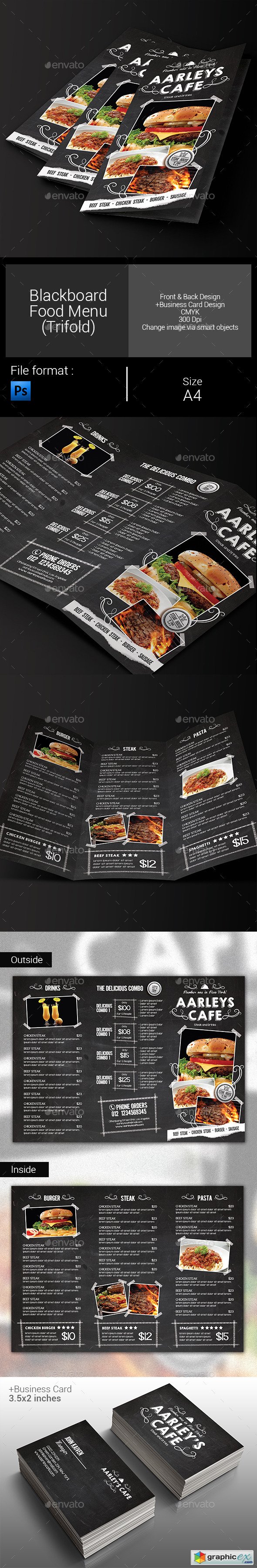Blackboard Food Menu (Trifold) + Business Card