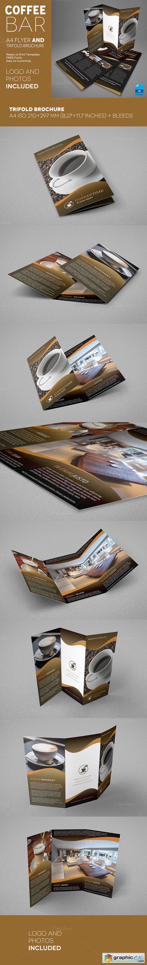Coffee A4 Trifold brochure and Flyer
