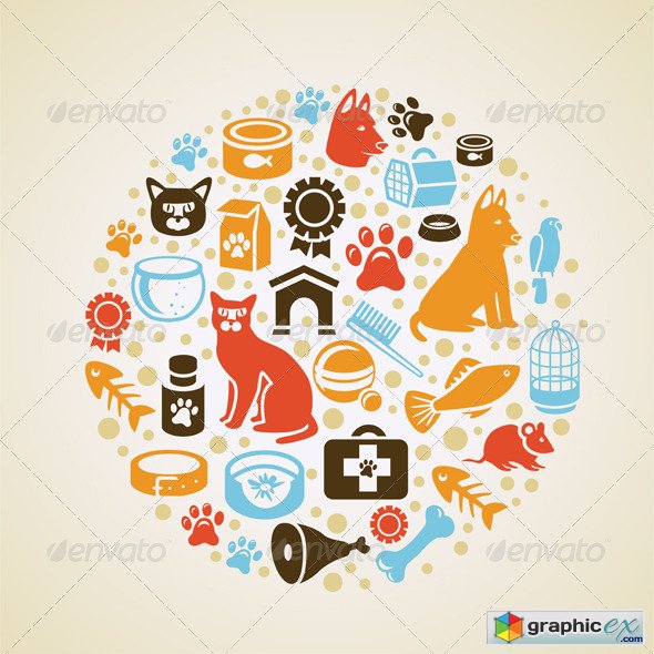 Vector concept with cat and dog icons