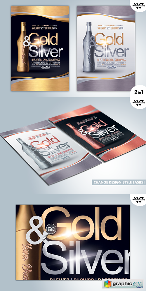 Gold and Silver Party Flyer Template