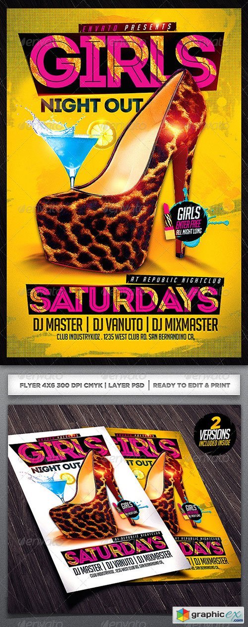 Girls Night Party Flyer Template 5069479