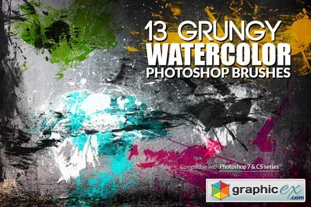13 Grungy Watercolor & Painting Photoshop Brushes