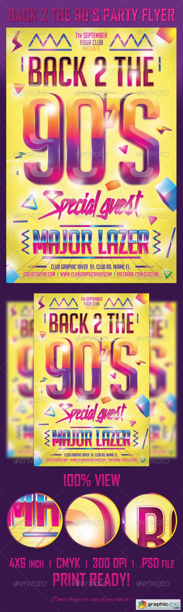 Back 2 the 90's Party Flyer Template 5447520