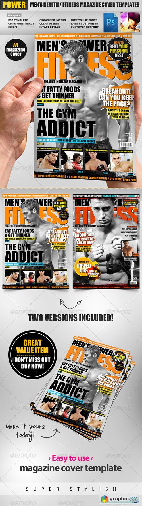 Men's Power Fitness Magazine Cover Template
