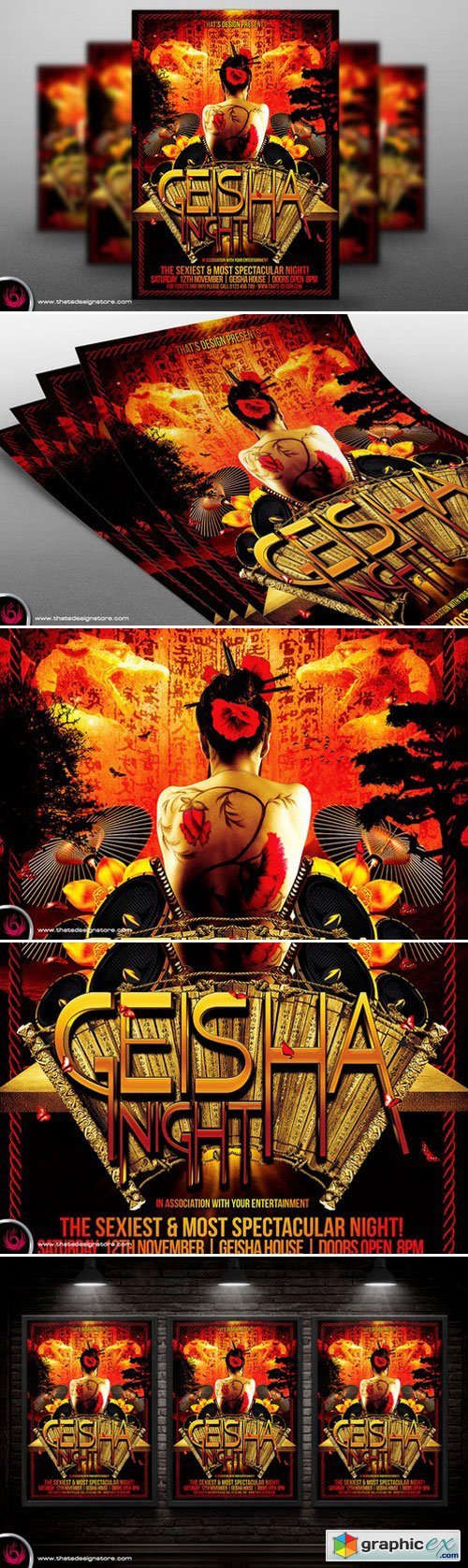 Geisha Party Flyer Poster Template V1