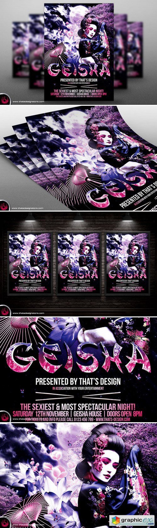 Geisha Party Flyer Poster Template V2