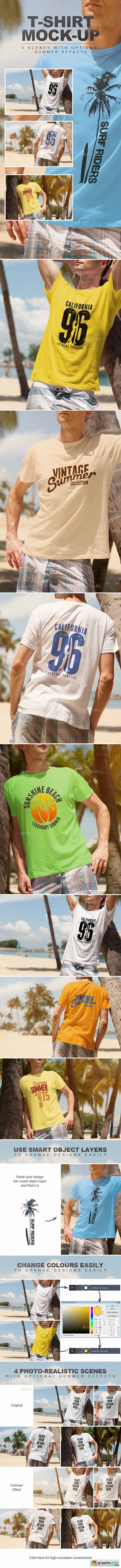 Summer Male T-shirt Mock-up