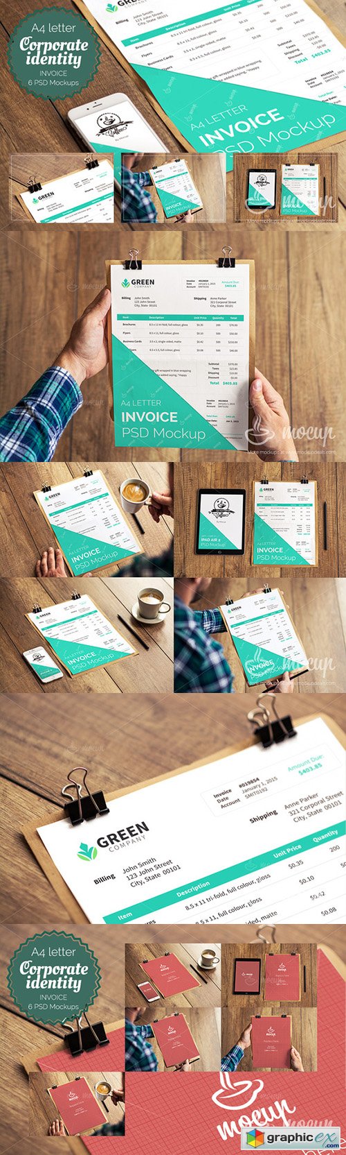 6 PSD Invoice Mockup templates