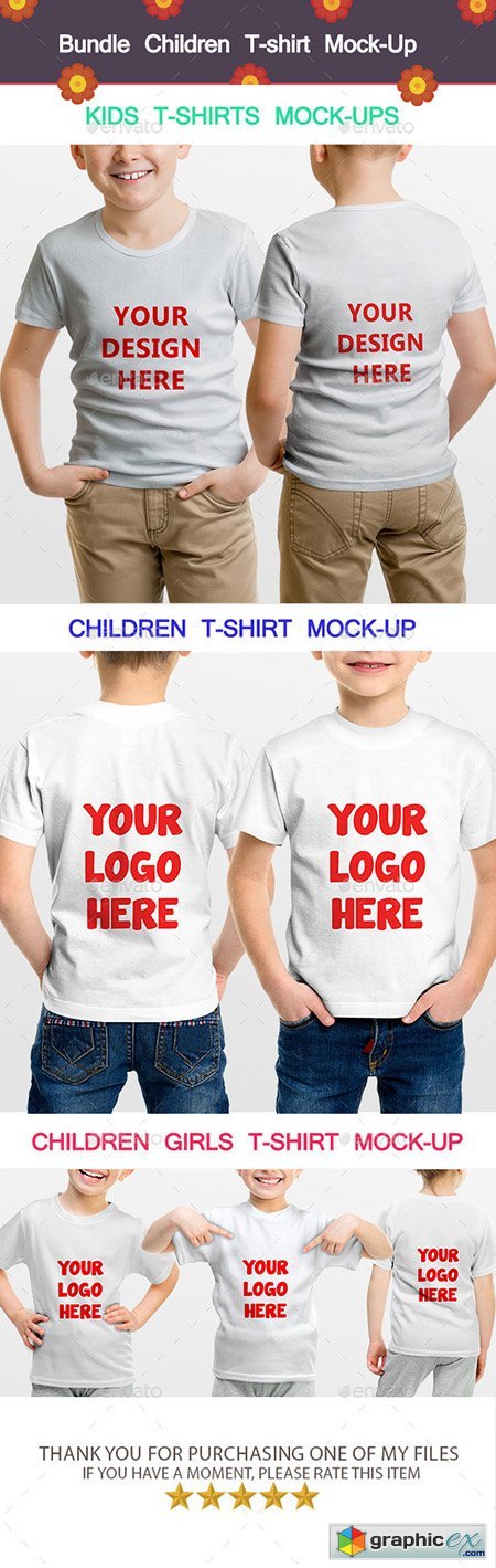 Bundle Children T-shirt Mock-Up