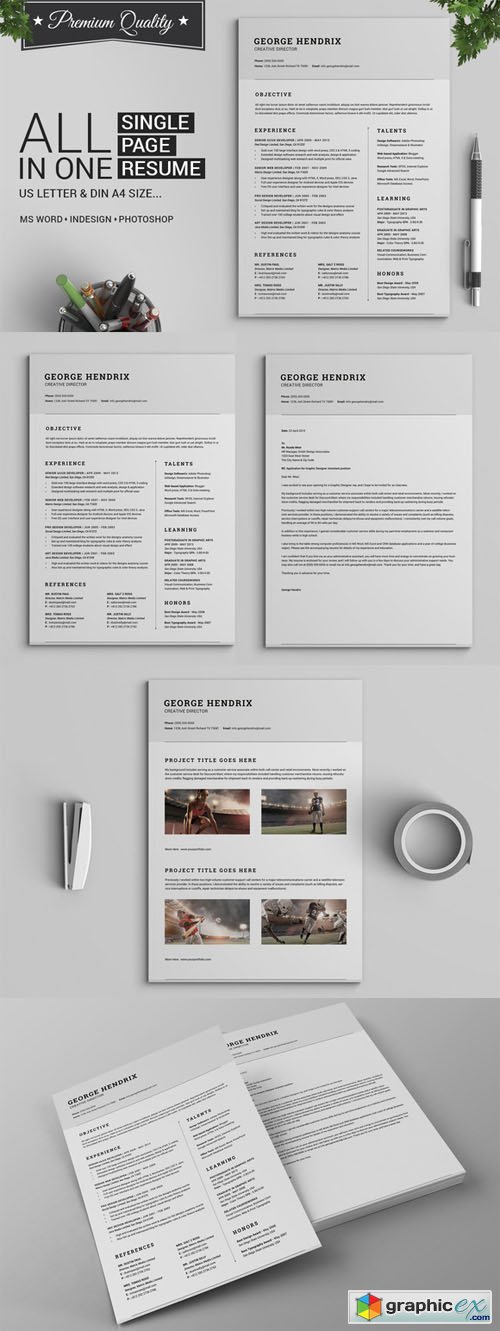 All in One Single Page Resume Pack
