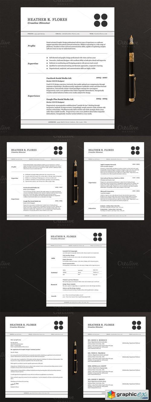 3 Pages Resume/CV Template Full Set