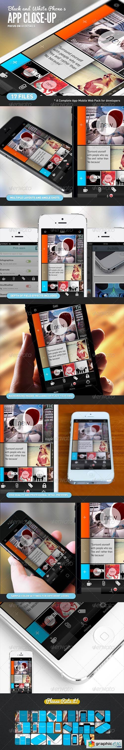 App UI Close-Up White Phone 5 Mock-Up