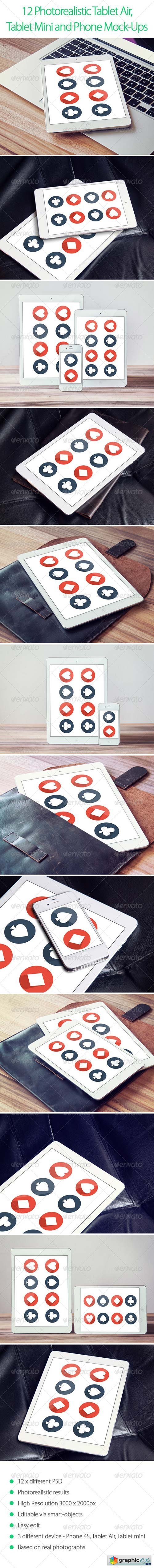 12 Photorealistic Tablet and Phone Mock-Ups