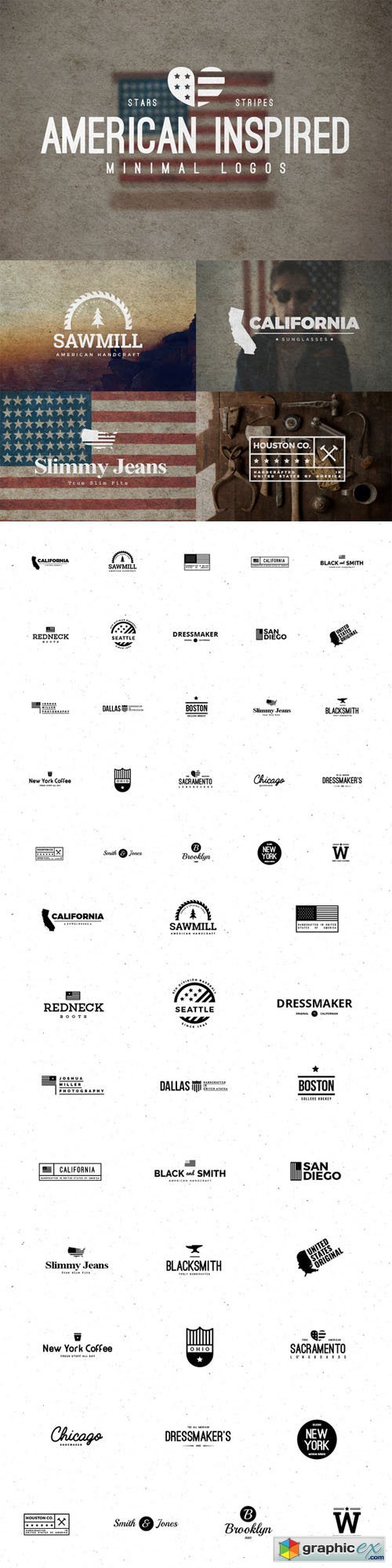 25 American Minimal Vintage Logos