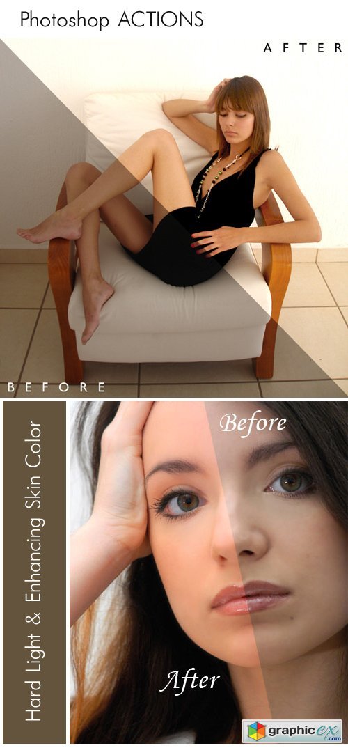 Photoshop Actions - Hard Light & Enhancing Skin Color